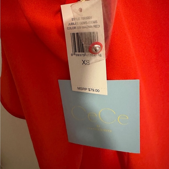 CeCe Red Ruffled Long Sleeve Blouse - Picture 4 of 4